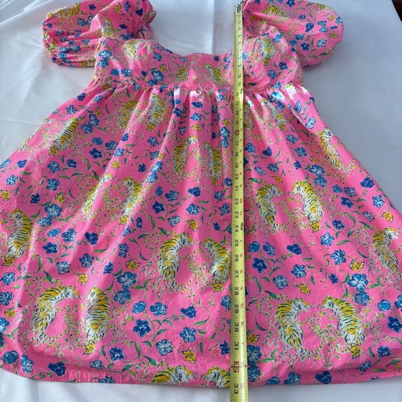 Lilly Pulitzer Puff Sleeve Pink Floral Leopard Dress Women’s 16 Fit & Flare - Picture 10 of 10